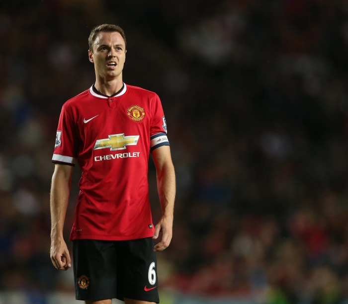 Jonny Evans pictured playing for Manchester United during the 2014/15 season